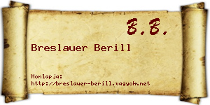 Breslauer Berill névjegykártya